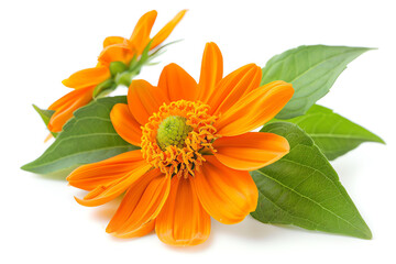 Mexican Sunflower, closeup, isolated on white background