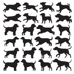 Dogs Running Silhouette Vector Set