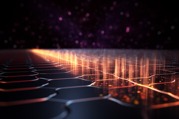 Illustrate a quantum computer in action with streams of single photons representing data flow