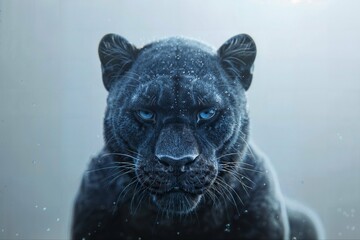 A moody portrait of a black panther from straight on