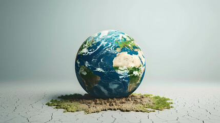 Globe or world with two side, beautiful world and dry world, Global warming and increasing natural disaster problems