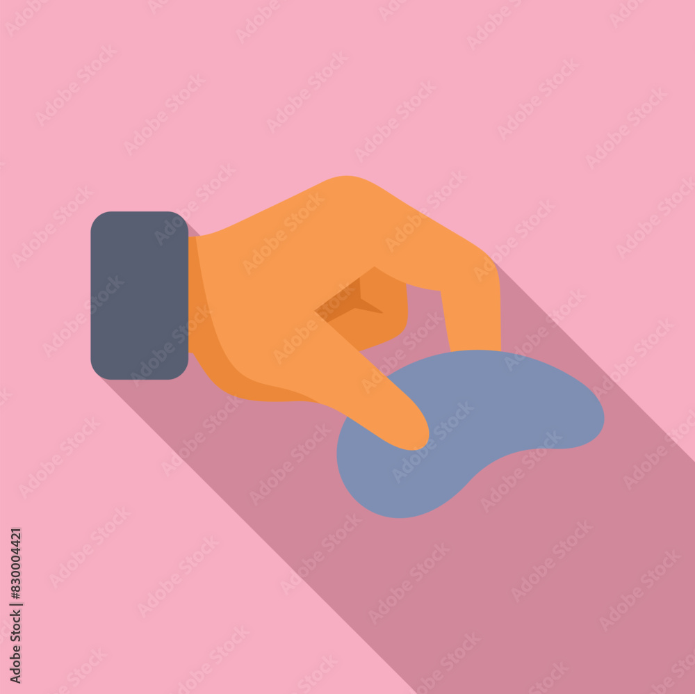Poster flat design vector of a hand operating a computer mouse on a pink background