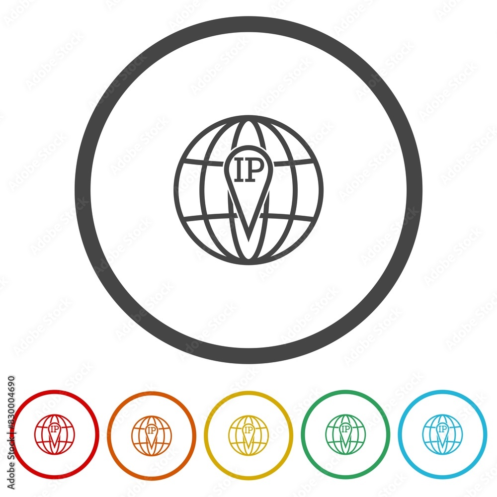 Poster ip icon. set icons in color circle buttons