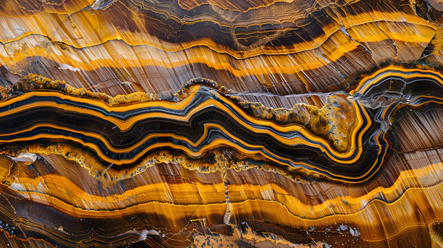 Tiger's eye Stone texture, background. Generative AI.