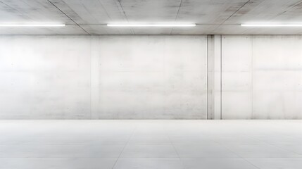 Minimalist White Architecture Building with Vast Empty Concrete Floor Space Perfect for Product Mockup or Design Showcase