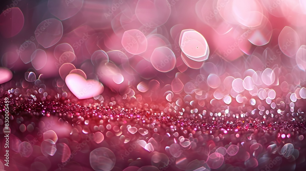 Canvas Prints abstract pink and red bokeh background with sparkling hearts and light effects, perfect for romantic