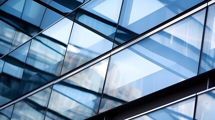 Striking Geometric Glass and Steel Facade of Modern Architectural Exterior