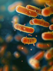 Closeup of a Lactobacillus bacterium, capturing the probiotic properties and cell shape, perfect for nutritional science