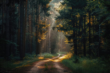 Naklejka premium forest, summer, road, lighting, photo, sony