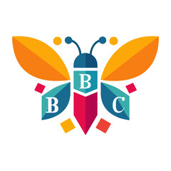 Create a logo that combines the firefly with educational elements like books, pencils