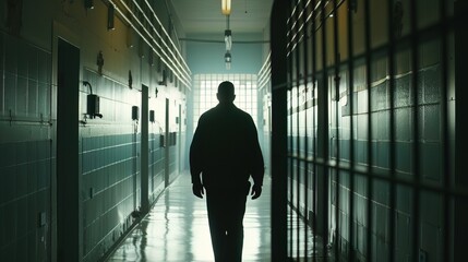 Fototapeta premium Desolate jail scene, a narrative of time, perfectly somber for a drama series still