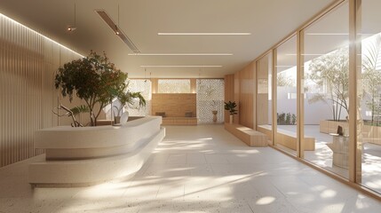 Modern Holistic Health Clinic with Minimalist Design and Natural Light for Wellness and Serenity