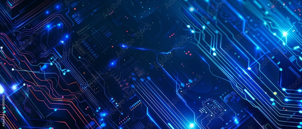 Aufkleber cobalt and circuit board horizontal mobile web banner tech innovation background for copy space.bann