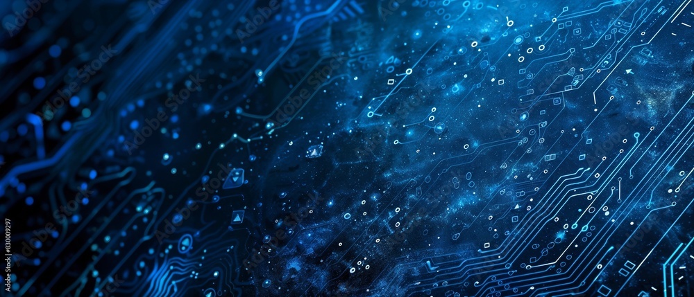 Aufkleber cobalt and circuit board horizontal mobile web banner tech innovation background for copy space.bann