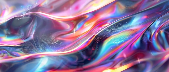 Metallic silver and holographic datastream horizontal mobile web banner digital motif background for copy space.banner grunge backdrop