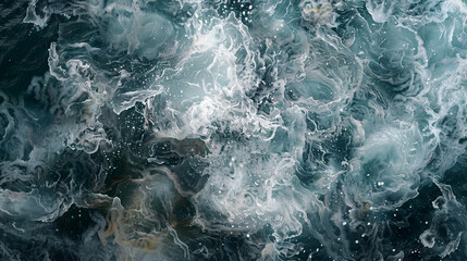 Obraz premium Raging ocean and stormy waves, aerial perspective