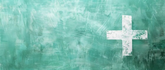 Mint and white medical cross symbol horizontal mobile web banner hospital theme background for copy space.banner grunge backdrop
