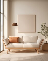 living room interior, 3D render, Elegant minimalist canvas texture with delicate brushstrokes tranquil background 