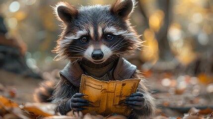 Mischievous Raccoon Donning a Mask Embarks on a Treasure Hunt A Captivating of Nocturnal Adventure