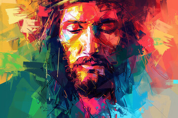 artistic colourful illustration of jesus christ