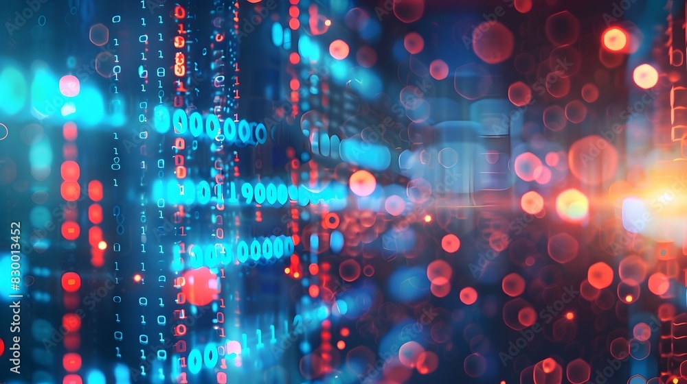 Poster glowing digital network backdrop with futuristic neon lights and abstract matrix pattern