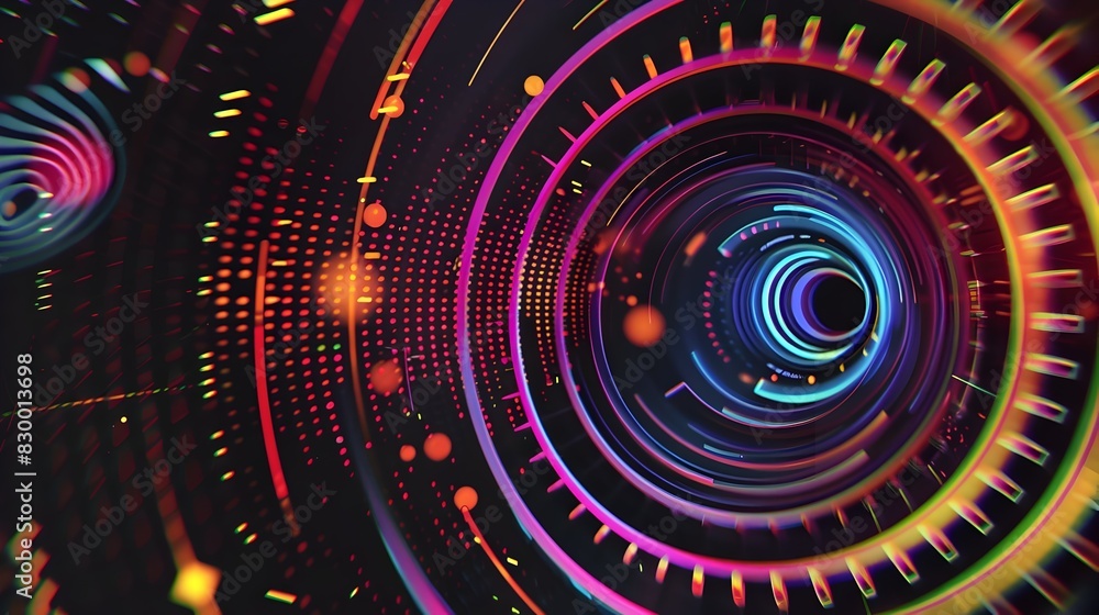 Canvas Prints mesmerizing neon vortex futuristic digital fractal tunnel in vibrant cosmic swirl