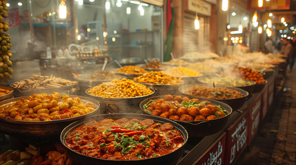 breathtaking image of Lahore Food Street vibrant atmosphere mouthwatering delicacy served roadside stall traditional eatery sizzling kebab spicy curry sweet treat food street offer culinary journey th