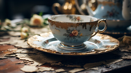 Tea Cup 5 o'clock theme decoration digital generated realistic photo illustration
