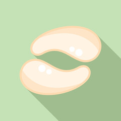 Minimalist illustration of cashew nuts with flat design and shadow, on a green background