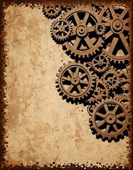 rusty gears on old paper, industrial, steampunk