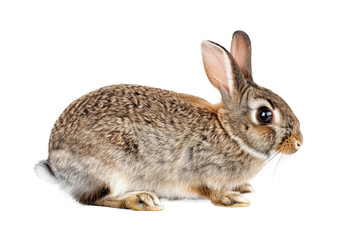 Obraz premium Cute Rabbit Isolated on White Background Side View