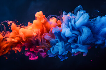 rainbow colored colorful smoke, paint or ink in the water, liquid or fluid, motion wallpaper art, vapor in motion