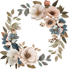 A beautiful watercolor painting of a floral wreath