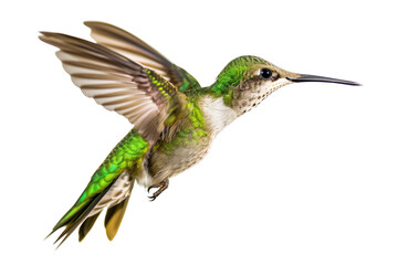 Close-Up of a Hummingbird Flying Against White Background