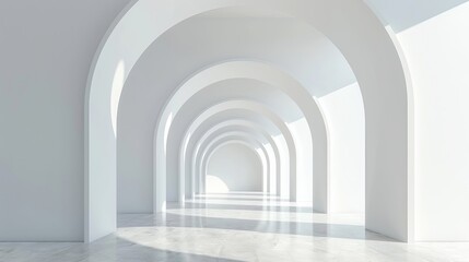 3D render of an architectural background featuring a geometrically designed interior with arched elements.