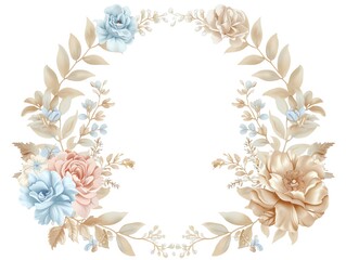 Obraz premium An elegant floral wreath with a variety of flowers in muted colors. Perfect for wedding invitations, cards, and other special occasions.