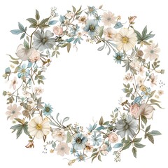 Fototapeta premium a watercolor painting of a wreath of flowers.