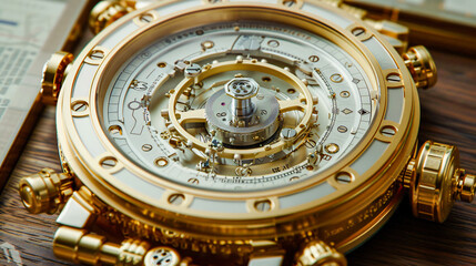 Obraz premium Futuristic Space Module Complex Quantum Mechanism Intricate Astronomical Clock An Elaborate Scientific Device Showcasing Advanced Technology and Precision Engineering in a Laboratory Setting Wallpaper
