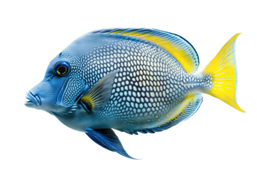 Powder Blue Surgeonfish Side View Isolated On White Background
