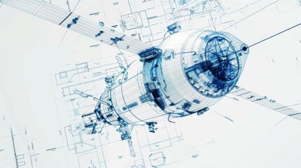 Aerospace engineering blueprint of a satellite