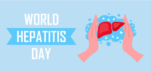 world hepatitis day banner with liver picture