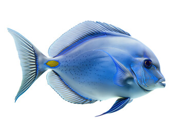 Powder Blue Surgeonfish Side View Isolated On White Background