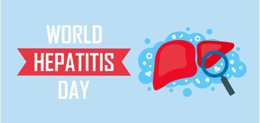 hepatitis day banner with liver picture