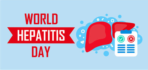 world hepatitis day banner with liver picture