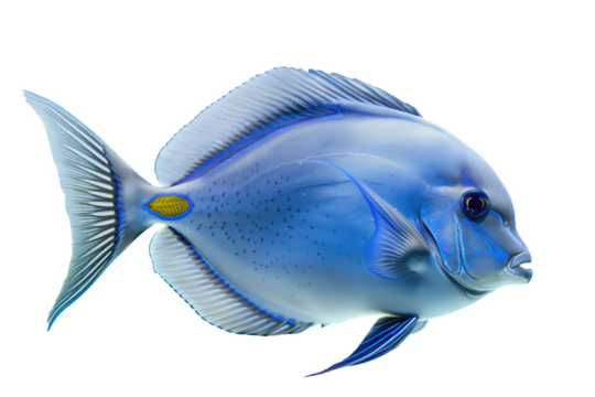 Powder Blue Surgeonfish Side View Isolated On White Background