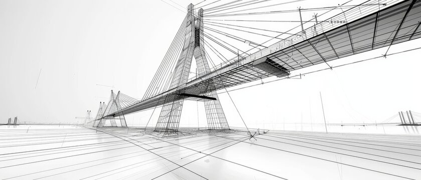 Civil engineering blueprint of a modern bridge