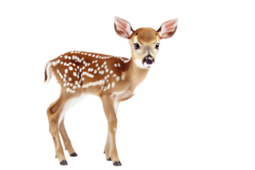 Cute Fawn Standing on White Background in High Definition