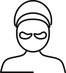 Simplified line art icon of a person with a facial mask, representing beauty and spa treatments