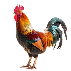 Fototapeta premium Full-Length Image of a Vibrant Rooster Isolated on White