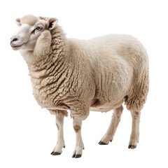 Full-Length Portrait Of A Sheep Isolated On White Background